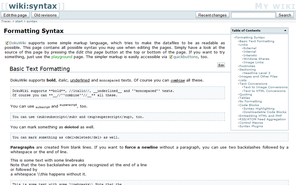 DokuWiki Screenshot 1