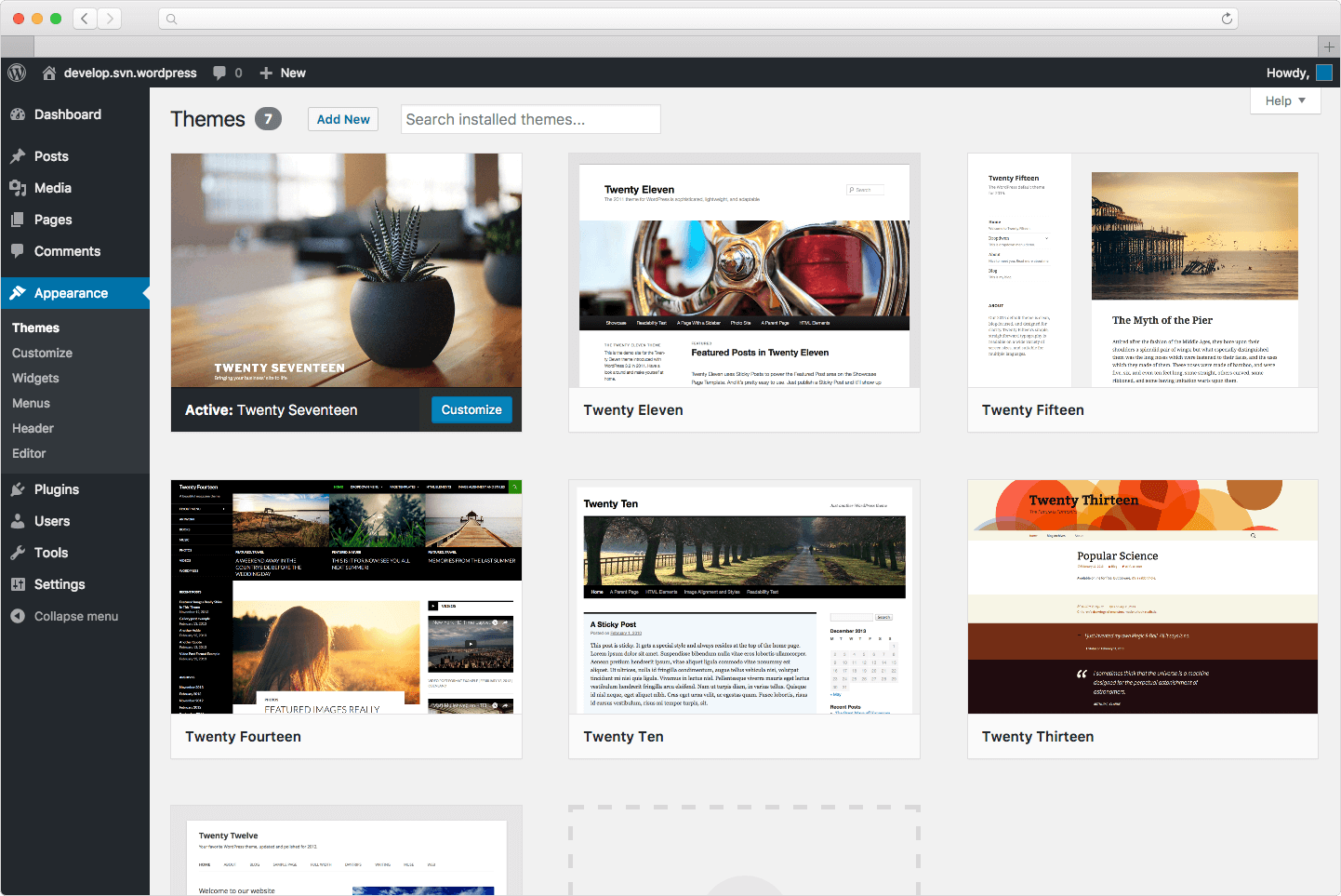 WordPress (Developer) Screenshot 1