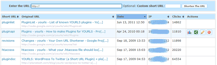 Yourls Screenshot 1